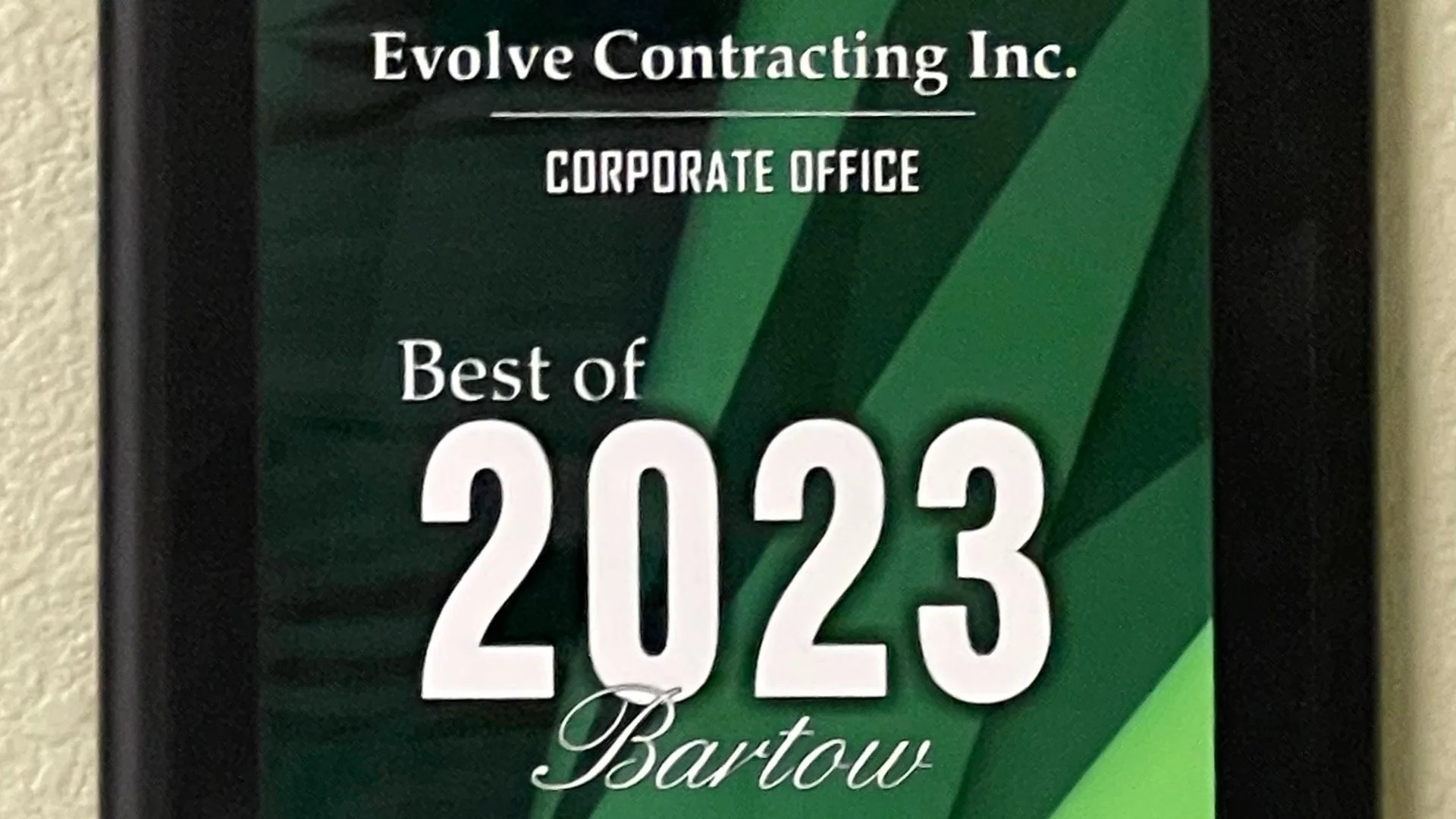 Evolve Contracting Inc. Receives 2023 Best of Bartow Award