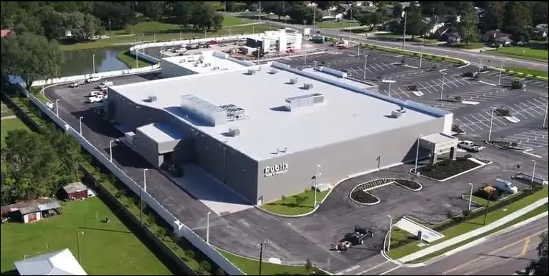 Aerial shot of the landscape project at Publix in Bartow, FL.